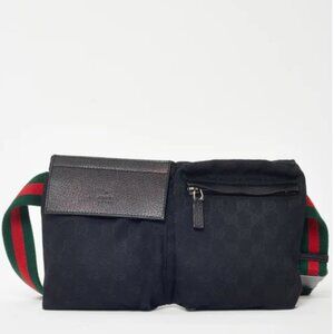Vintage 90's Gucci GG Canvas Double Pocket Belt Bag